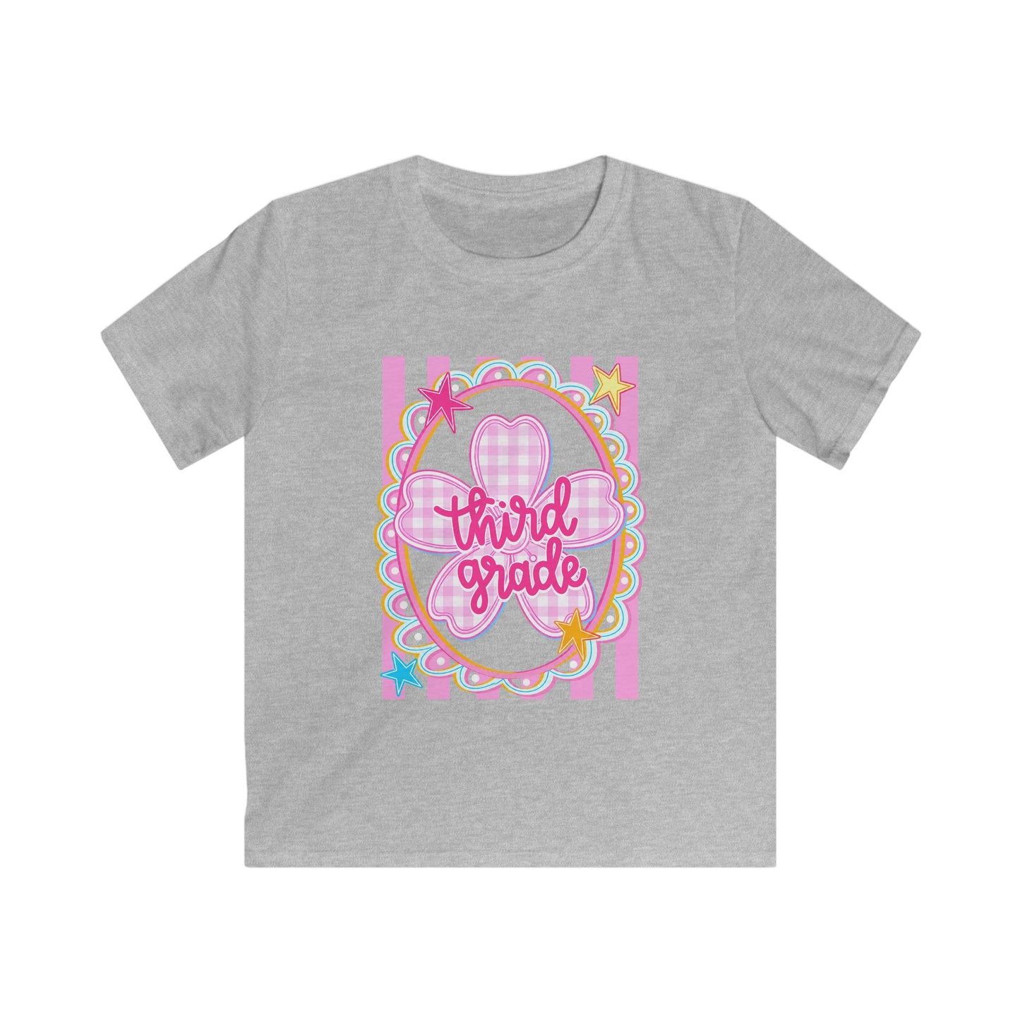 Third Grade Kids Tee — Pink Heart Back-to-School Shirt