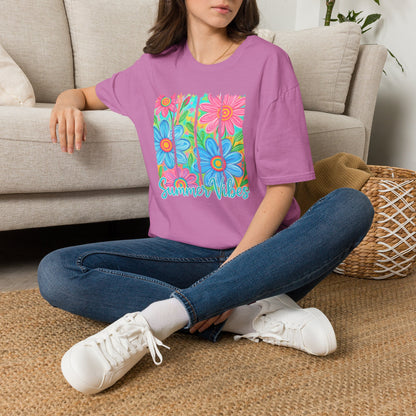 Summer vibes floral tee- Gildan softstyle