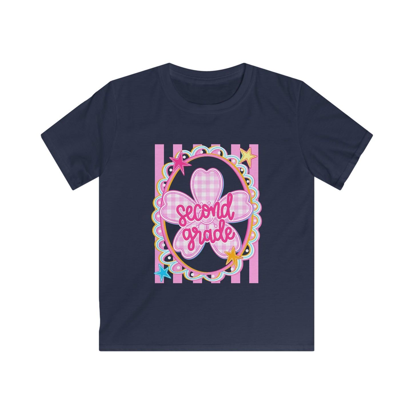 Second Grade Kids Tee — Pink Heart Back-to-School Shirt