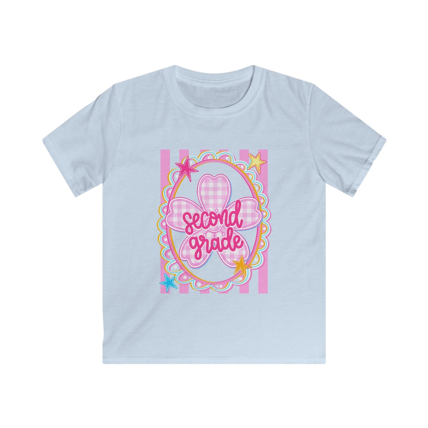 Second Grade Kids Tee — Pink Heart Back-to-School Shirt