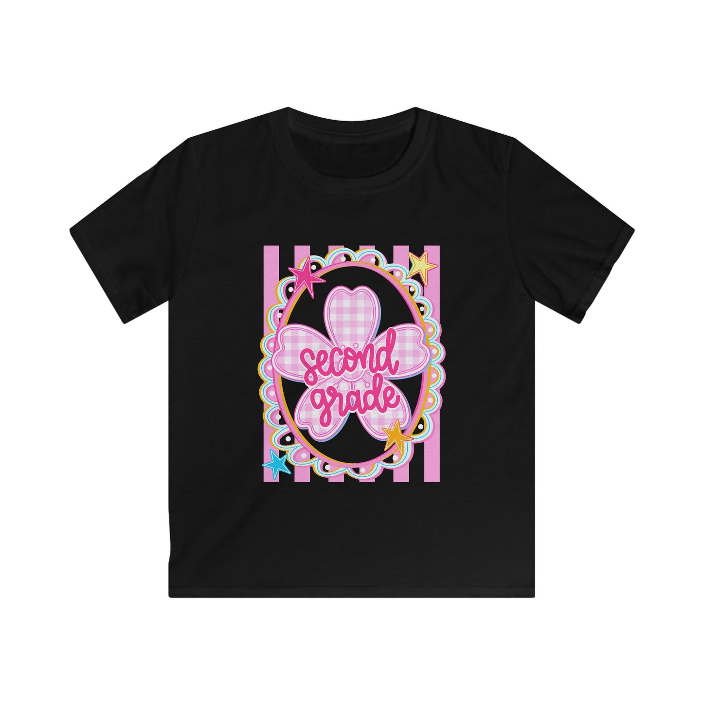 Second Grade Kids Tee — Pink Heart Back-to-School Shirt