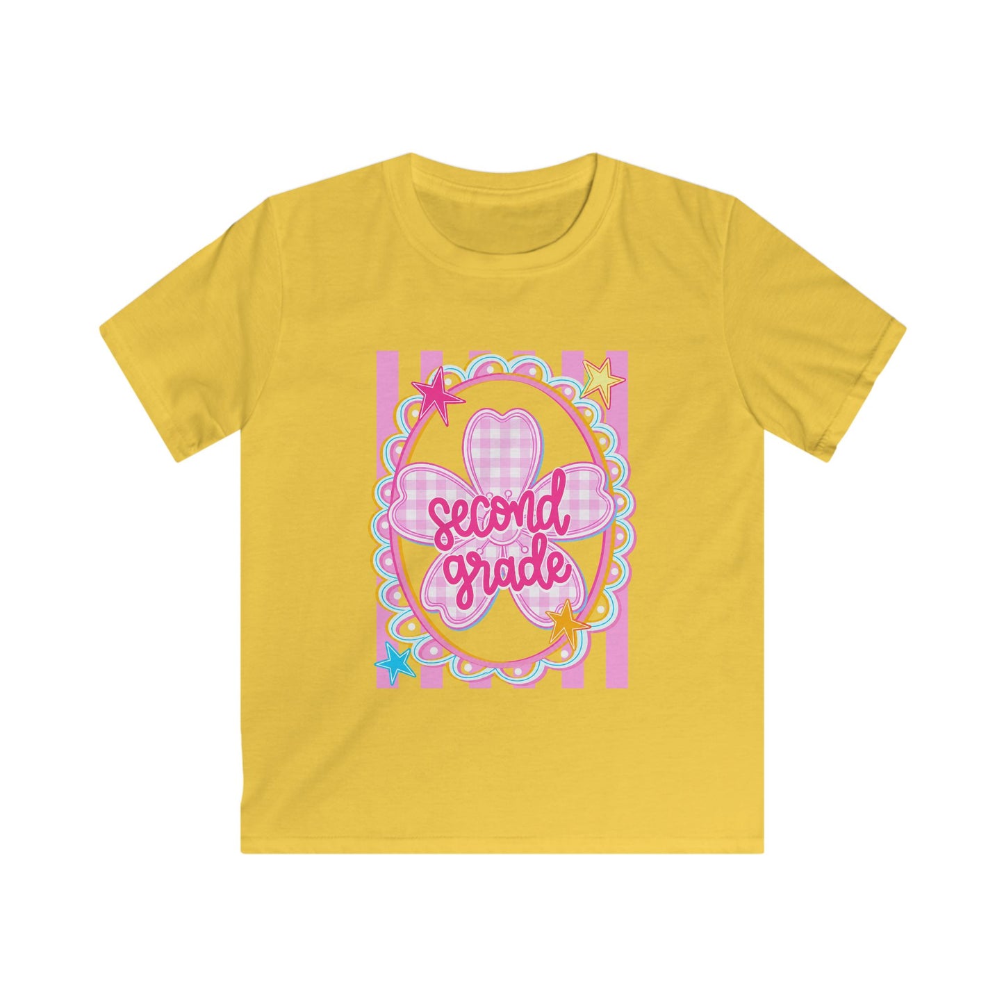 Second Grade Kids Tee — Pink Heart Back-to-School Shirt