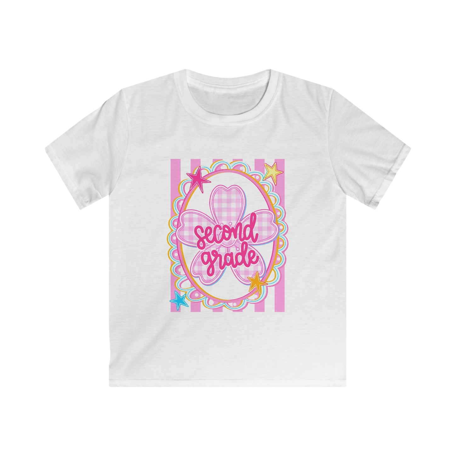 Second Grade Kids Tee — Pink Heart Back-to-School Shirt