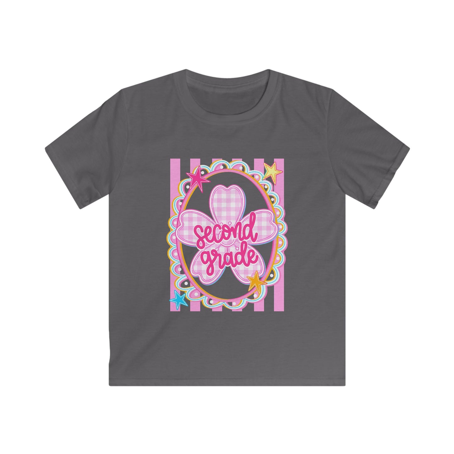 Second Grade Kids Tee — Pink Heart Back-to-School Shirt
