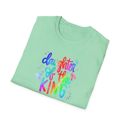Daughter of the King Rainbow T-Shirt — Christian Faith Graphic Tee for Girls