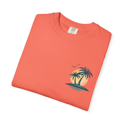 Palm Island Sunset T-Shirt — Tropical Beach Graphic Tee