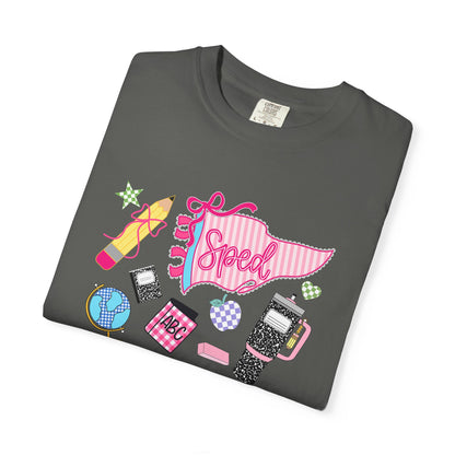 Retro Tech Collage T-Shirt — 'Speed' Graphic Tee for 90s Nostalgia
