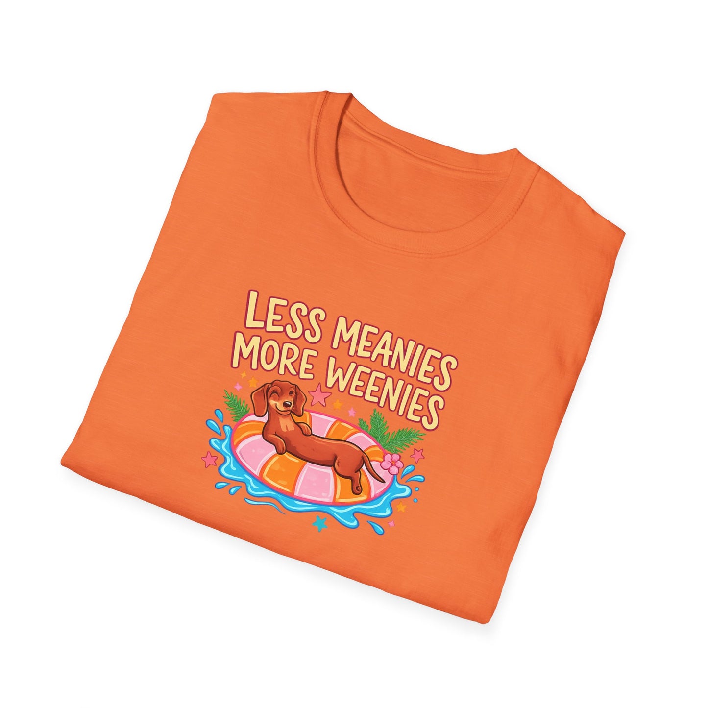 Less Meanies More Weenies T‑Shirt — Funny Hot Dog Pool Graphic Tee
