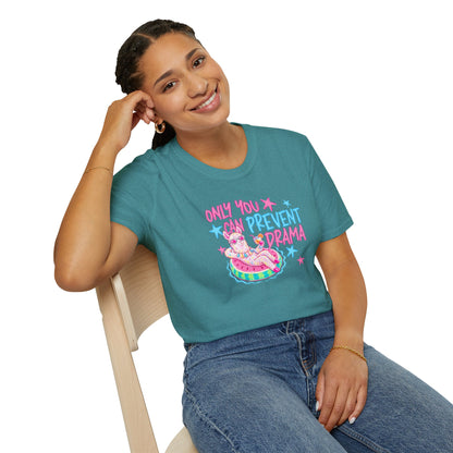 Only You Can Prevent Drama T-Shirt — Cute Llama Pool Float Graphic Tee