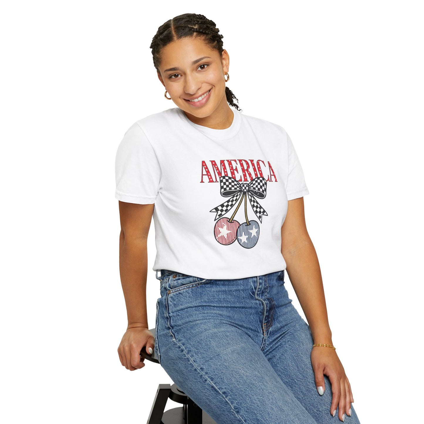 America Cherry Graphic T-Shirt — Patriotic 4th of July Tee