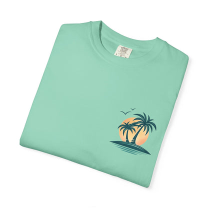 Palm Island Sunset T-Shirt — Tropical Beach Graphic Tee