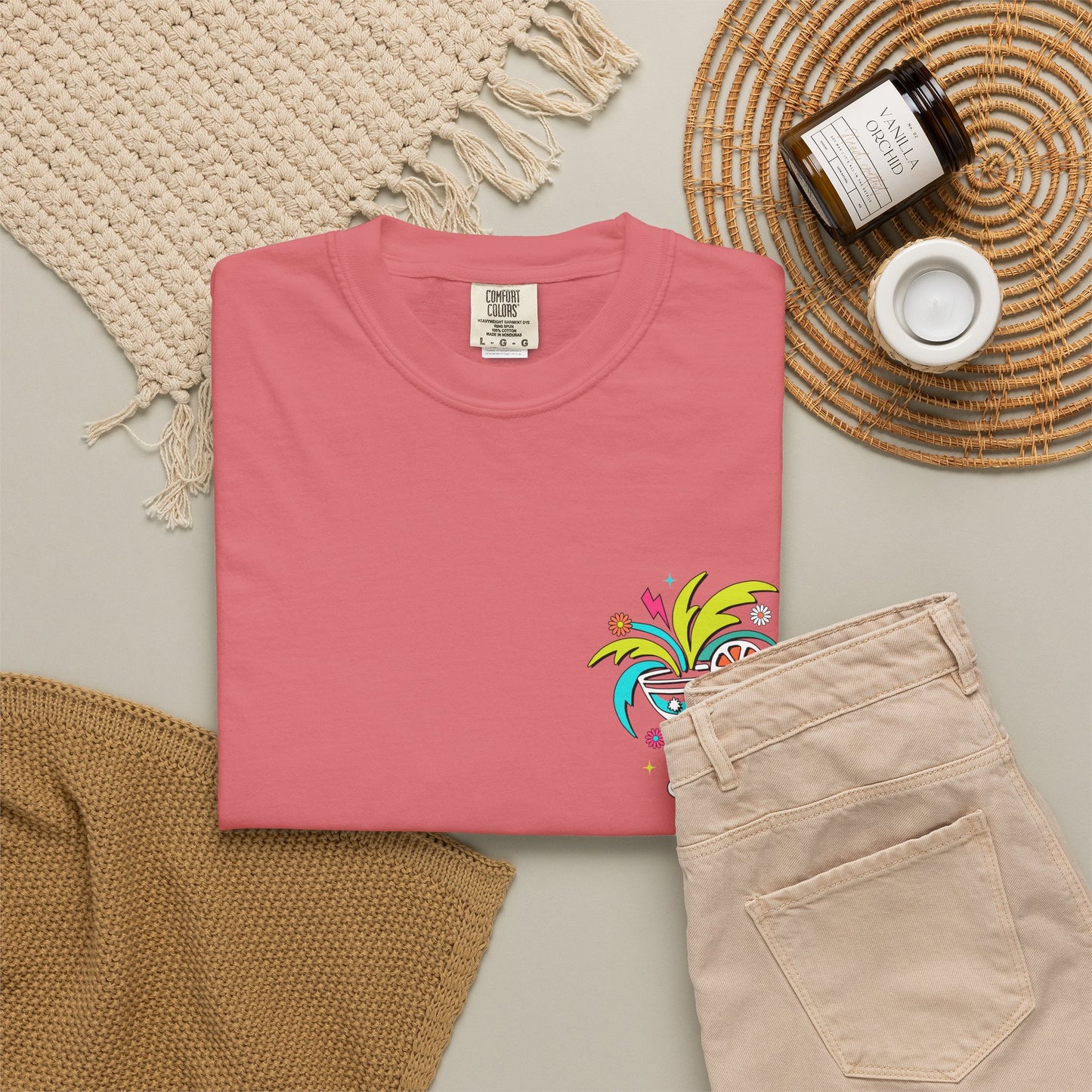 T-Shirt — "Tanned and Tipsy" Colorful Tropical Cocktail Tee