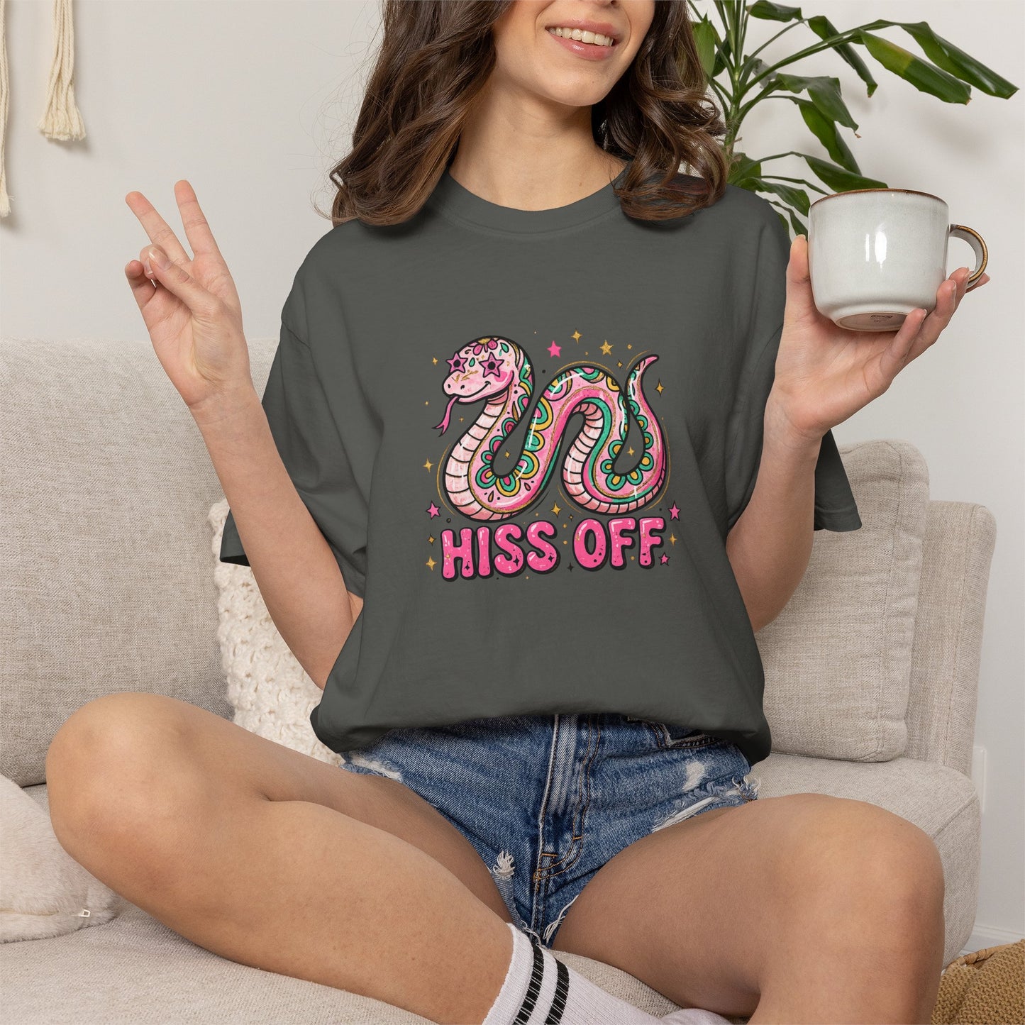Snake "Hiss Off" Graphic T-Shirt — Retro Cute Reptile Tee