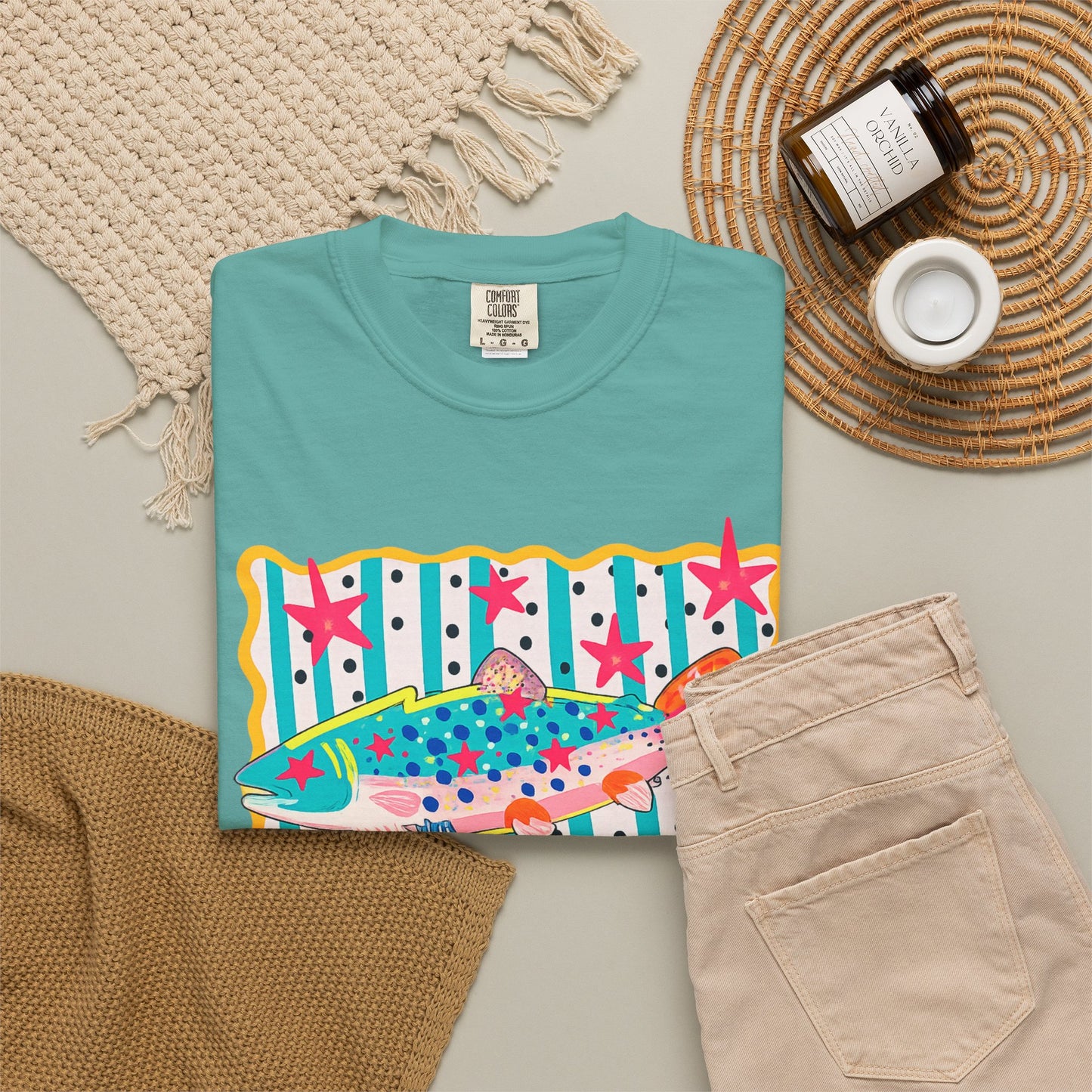 Fish Pattern T-Shirt — Colorful Retro Sea Life Graphic Tee