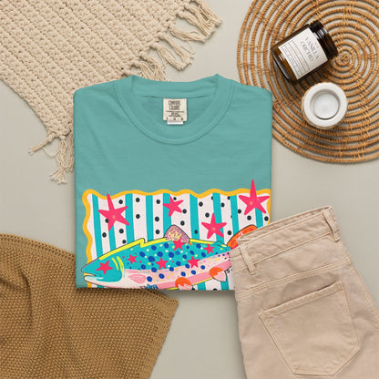 Fish Pattern T-Shirt — Colorful Retro Sea Life Graphic Tee