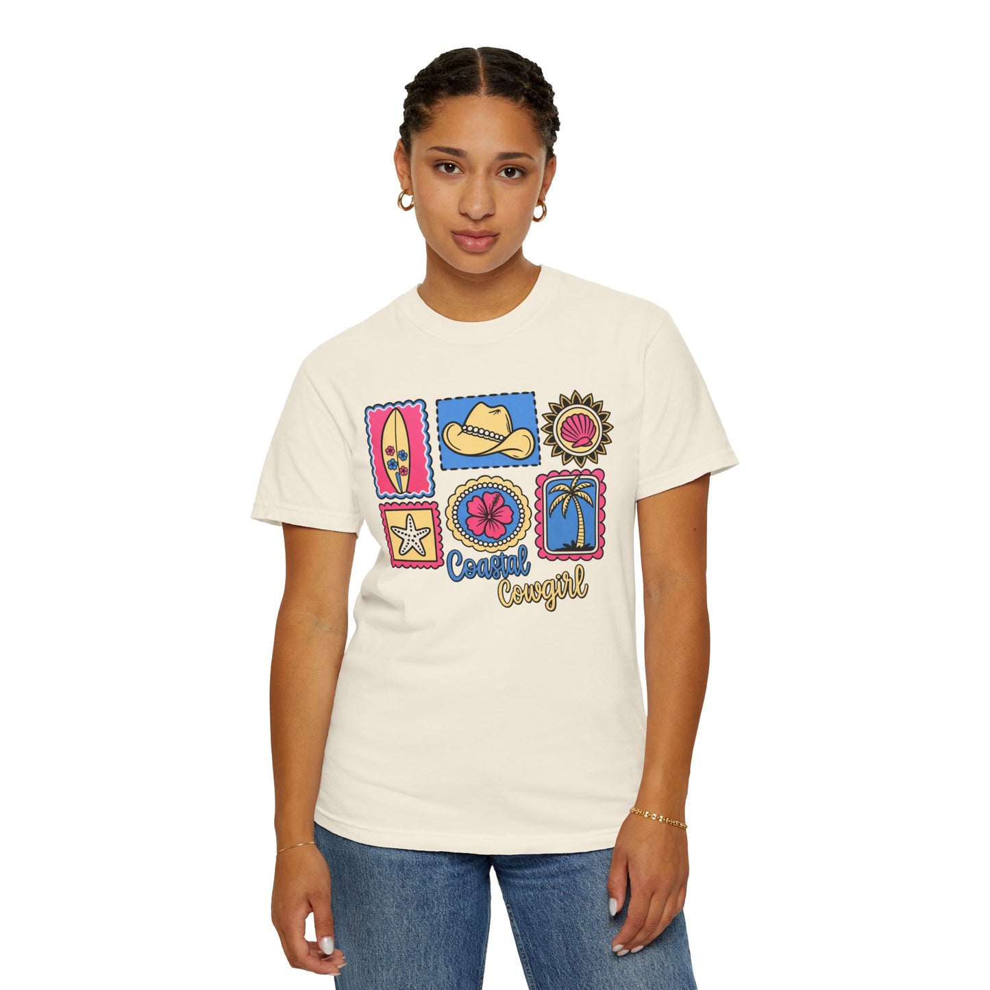 Coastal Cowgirl Graphic T-Shirt — Retro Beach Icons Tee