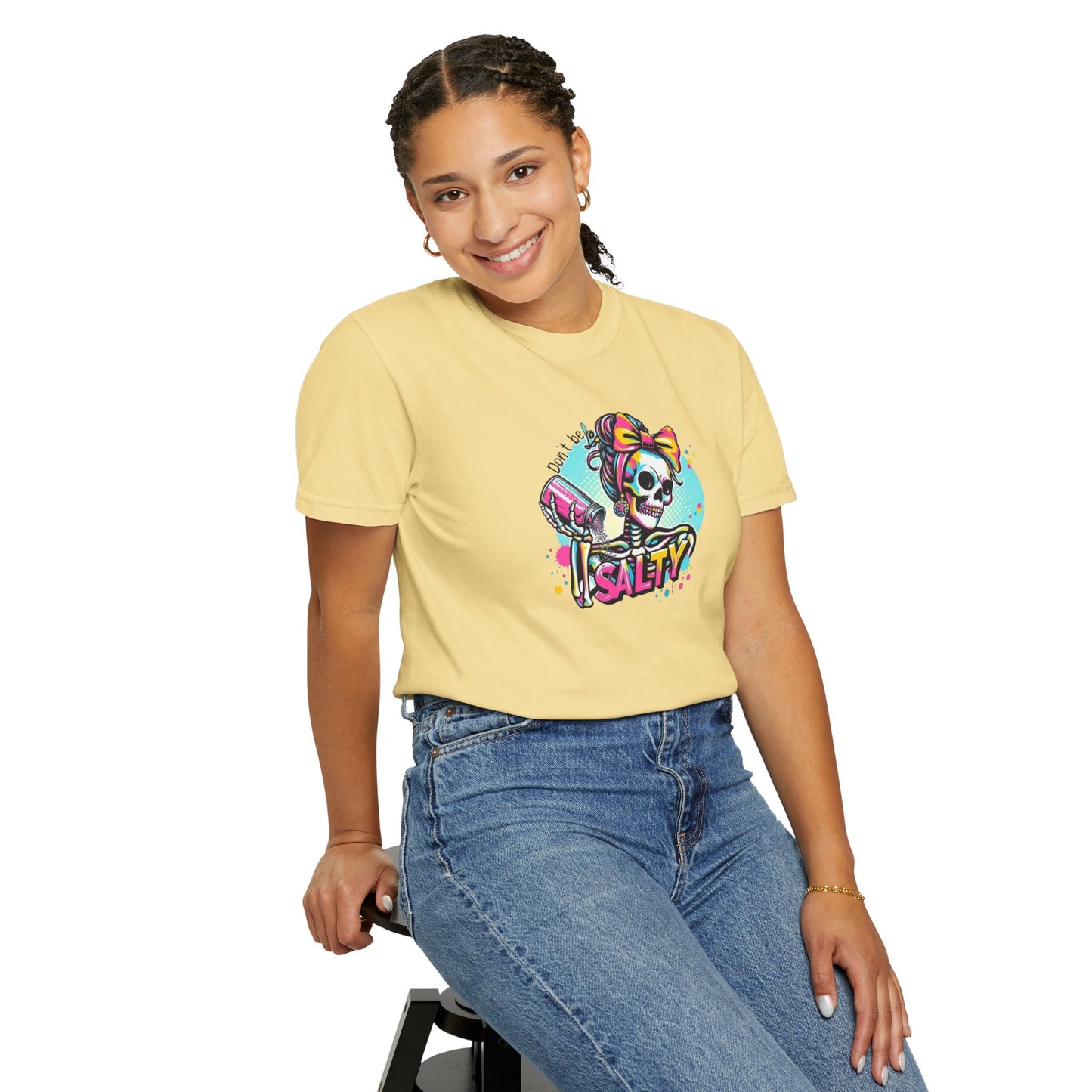Salty Skull Graphic T-Shirt — Retro Neon Kawaii Skull Tee