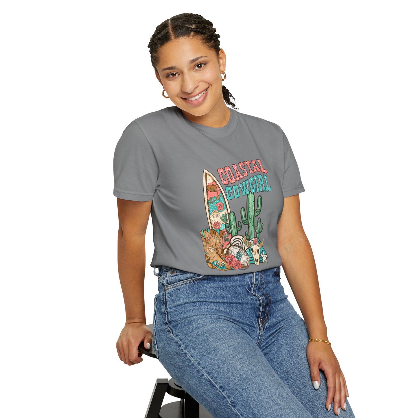 Coastal Cowgirl T-Shirt — Vintage Surf & Cactus Beach Graphic