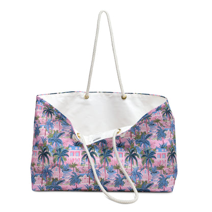Tropical Palm Weekender Bag – Pink Miami Beach Tote