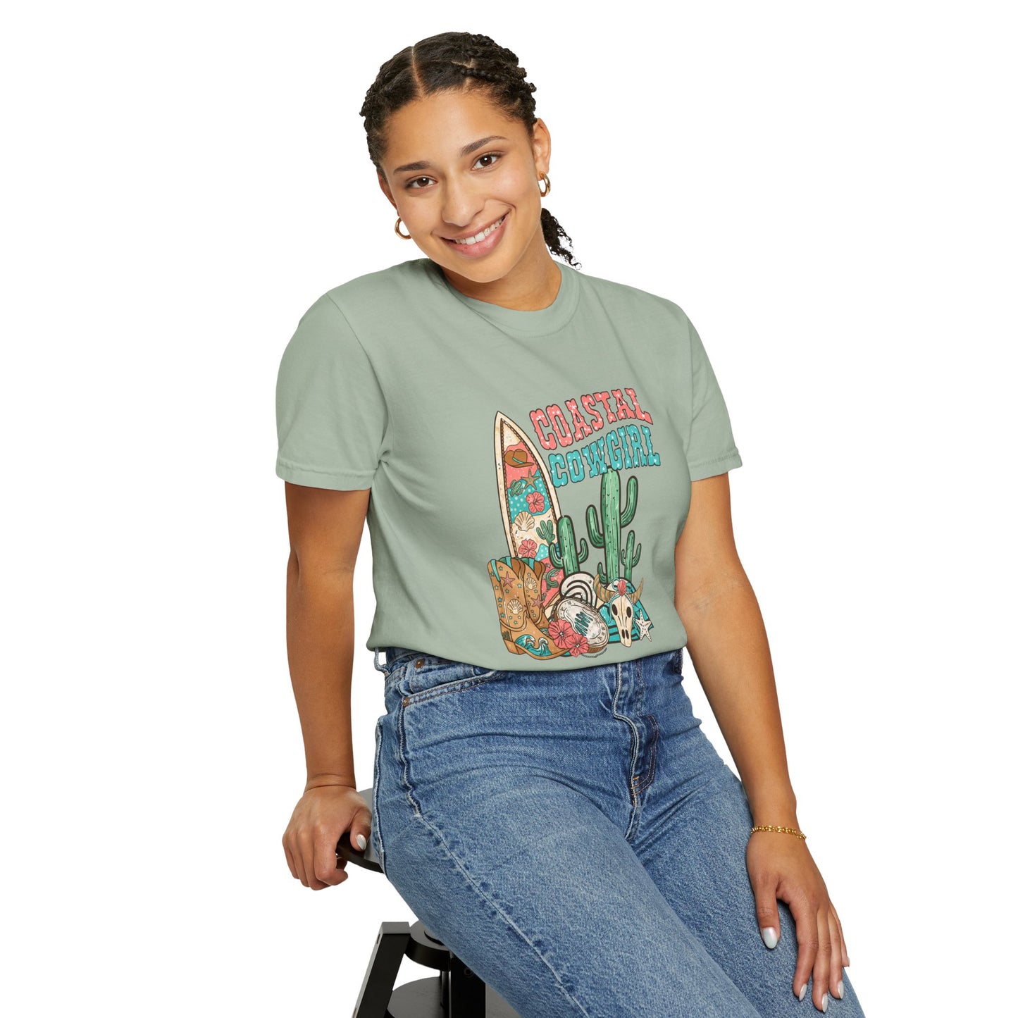 Coastal Cowgirl T-Shirt — Vintage Surf & Cactus Beach Graphic