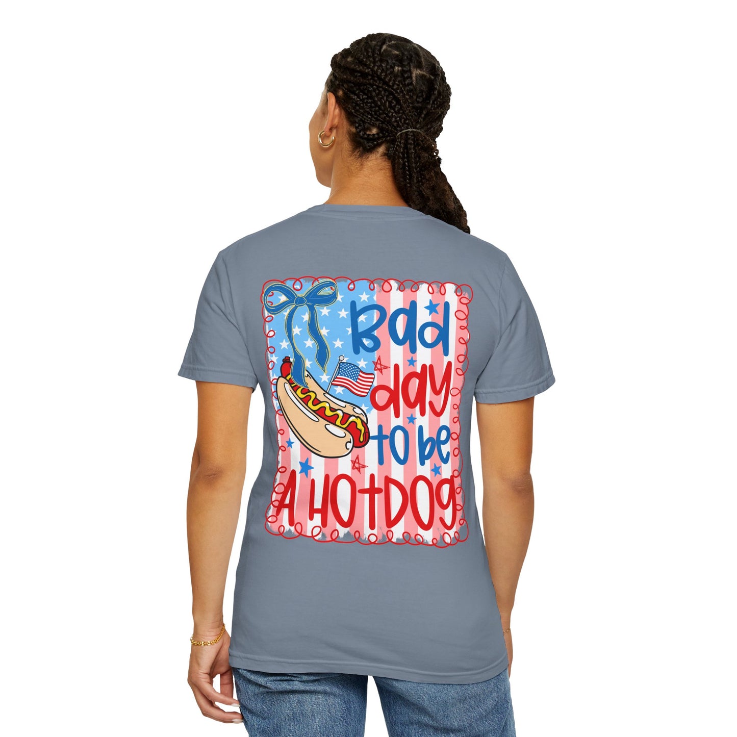 Hot Dog Graphic T-Shirt — "Bad Day to Be a Hot Dog" Patriotic Tee