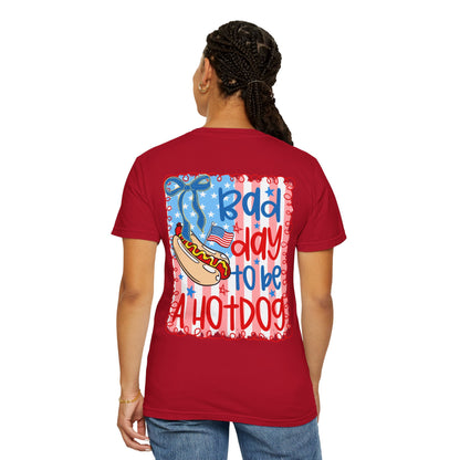 Hot Dog Graphic T-Shirt — "Bad Day to Be a Hot Dog" Patriotic Tee