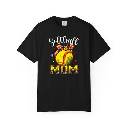 Softball Mom T‑Shirt — 'MOM' with Softball Bandana Graphic