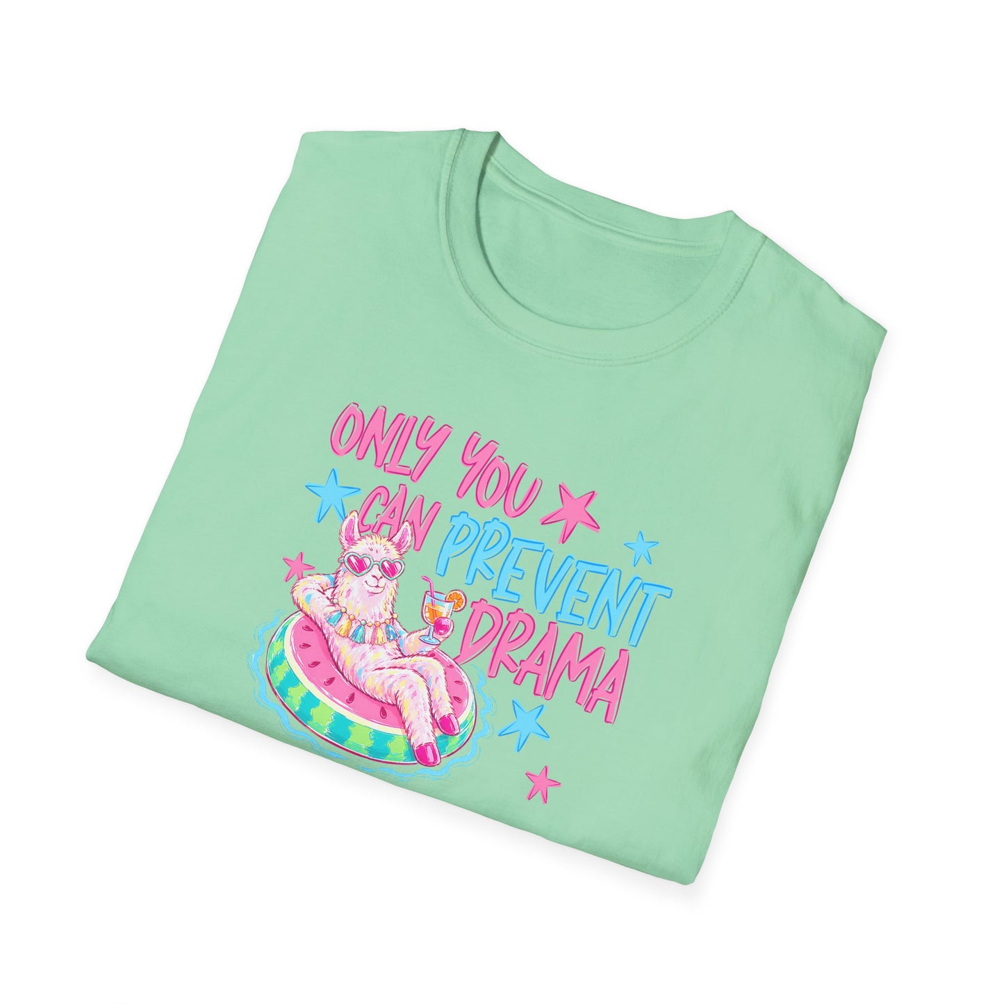 Only You Can Prevent Drama T-Shirt — Cute Llama Pool Float Graphic Tee