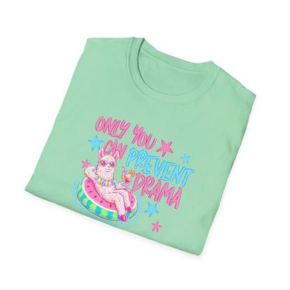 Only You Can Prevent Drama T-Shirt — Cute Llama Pool Float Graphic Tee