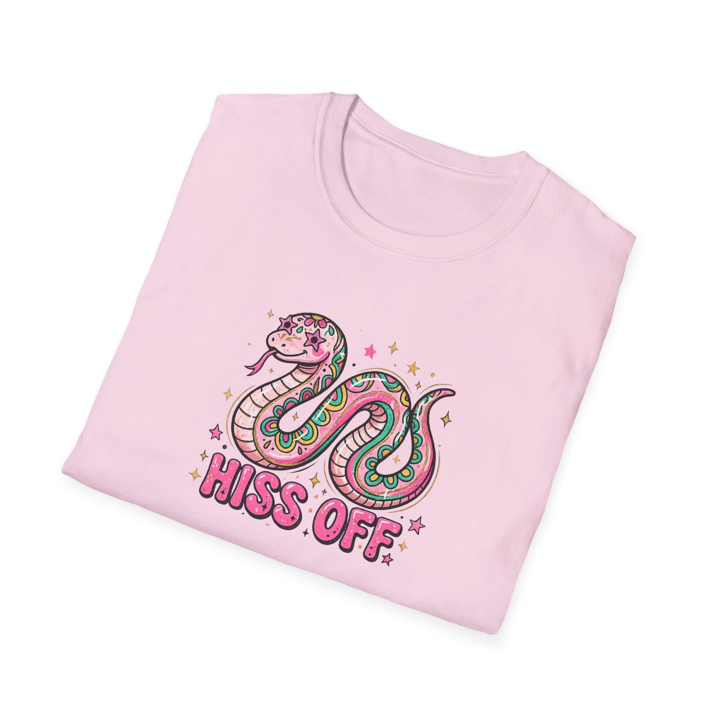 Hiss Off Snake T-Shirt – Cute Pink Cartoon Snake Graphic Tee