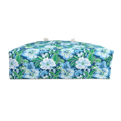 Blue Floral Weekender Bag — Tropical Beach Travel Tote
