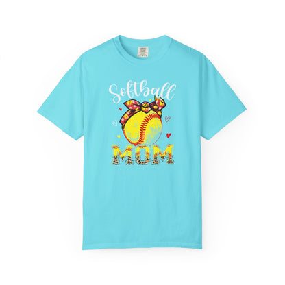 Softball Mom T‑Shirt — 'MOM' with Softball Bandana Graphic
