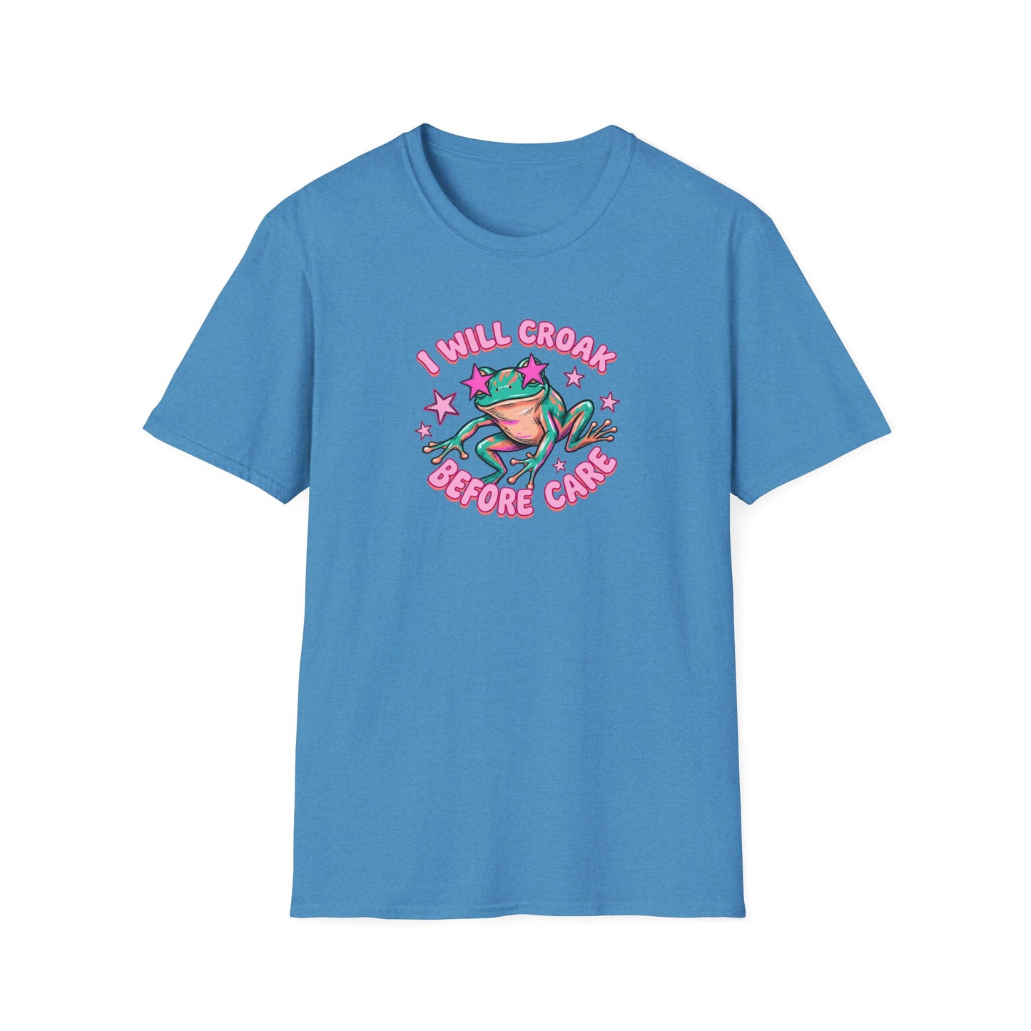 Funny Frog T-Shirt — "I Will Croak Before I Care" Cute Retro Frog Graphic Tee