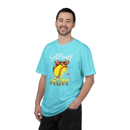 Softball Mom T‑Shirt — 'MOM' with Softball Bandana Graphic