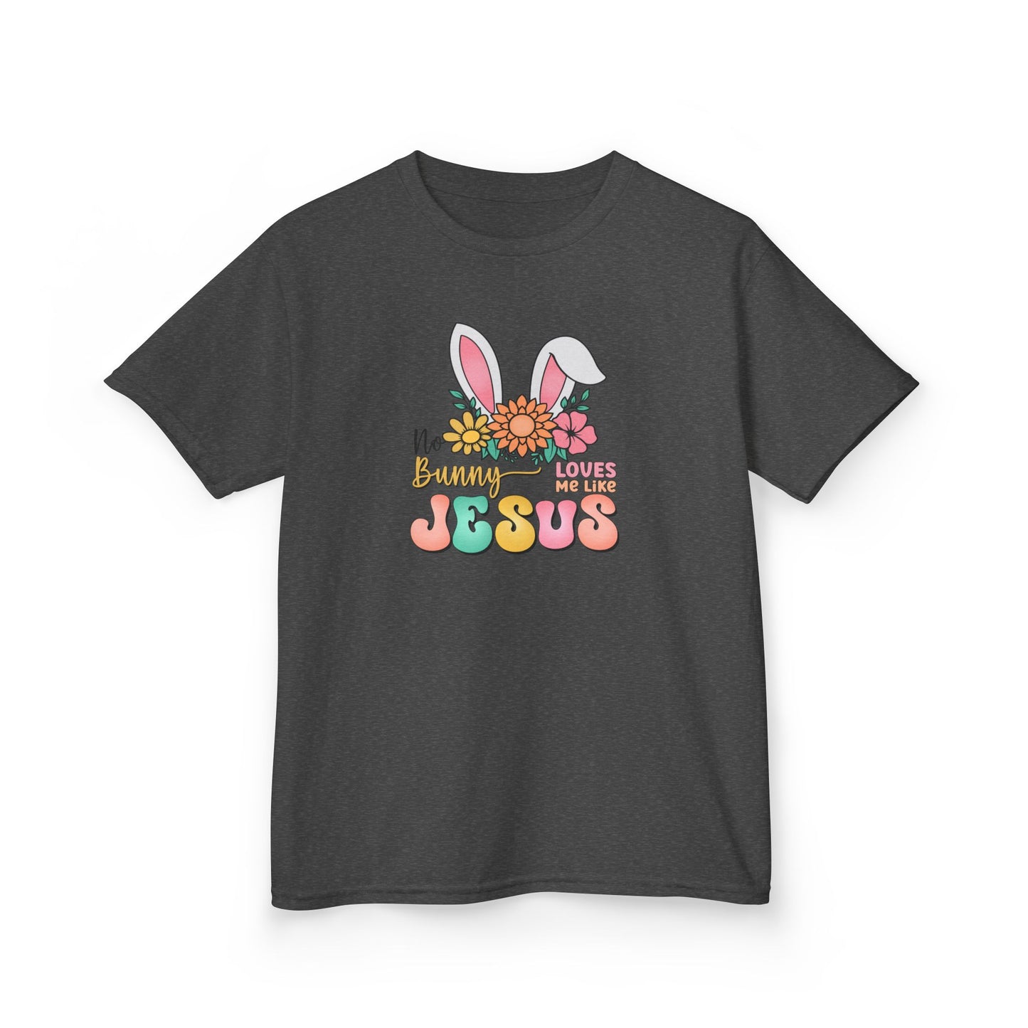 Kids Tee — "Hippie Bunny Jesus" Pastel Easter Graphic