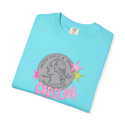California Coin Graphic Tee — 'California' Retro Neon Stars T-Shirt