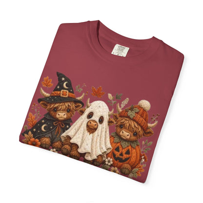 Halloween Highland Cows & Ghost T-shirt
