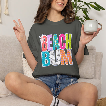 Beach Bum T-Shirt — Colorful Retro Lettering Summer Tee