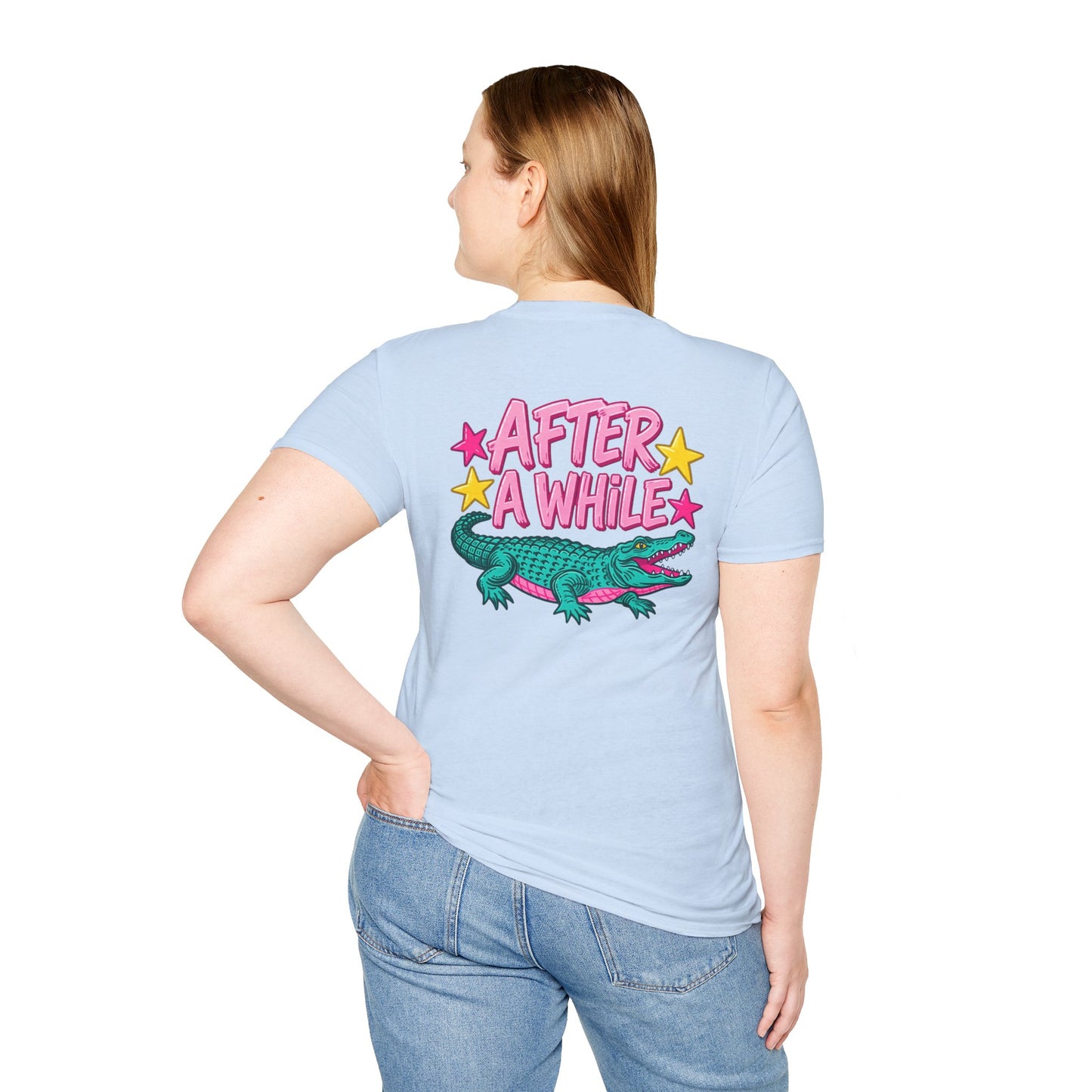 Later Alligator T‑Shirt — Retro Cartoon Gator "Later/After A While" Graphic Tee