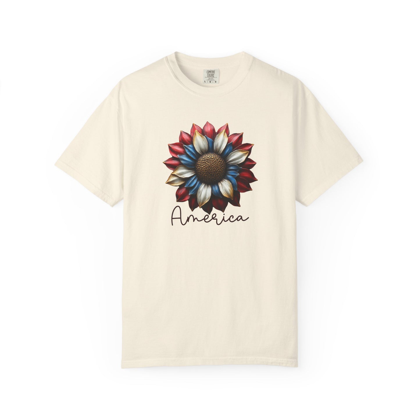 America Sunflower T-Shirt — Patriotic Red White Blue Floral Tee