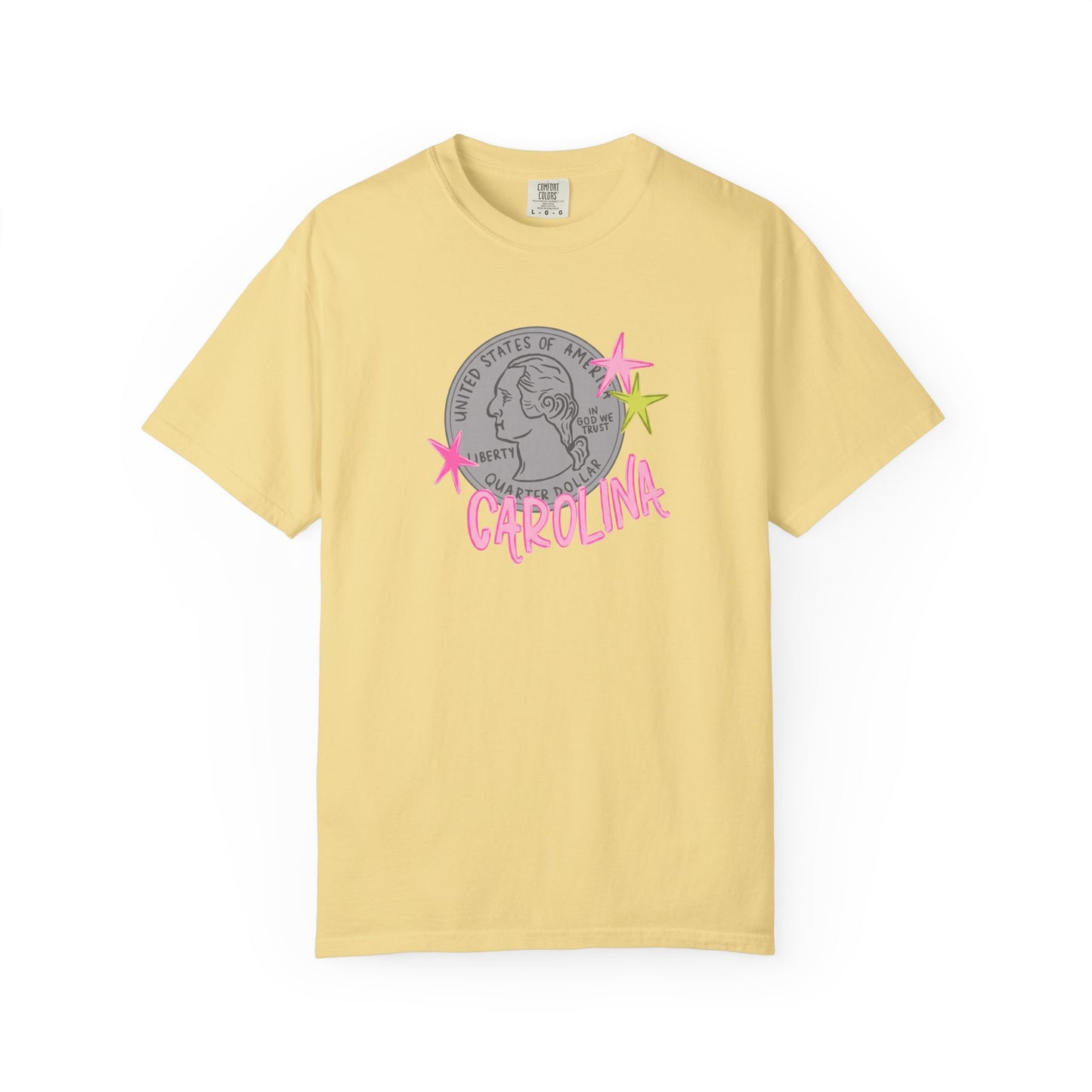 California Coin Graphic Tee — 'California' Retro Neon Stars T-Shirt
