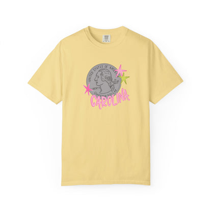 California Coin Graphic Tee — 'California' Retro Neon Stars T-Shirt