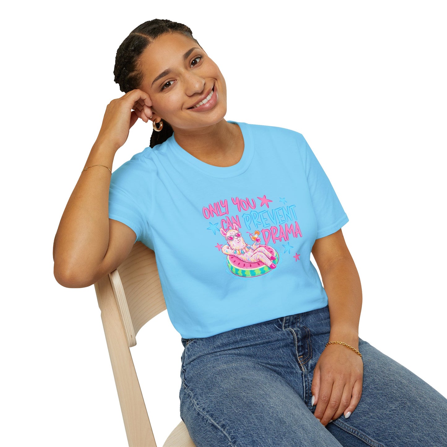 Only You Can Prevent Drama T-Shirt — Cute Llama Pool Float Graphic Tee