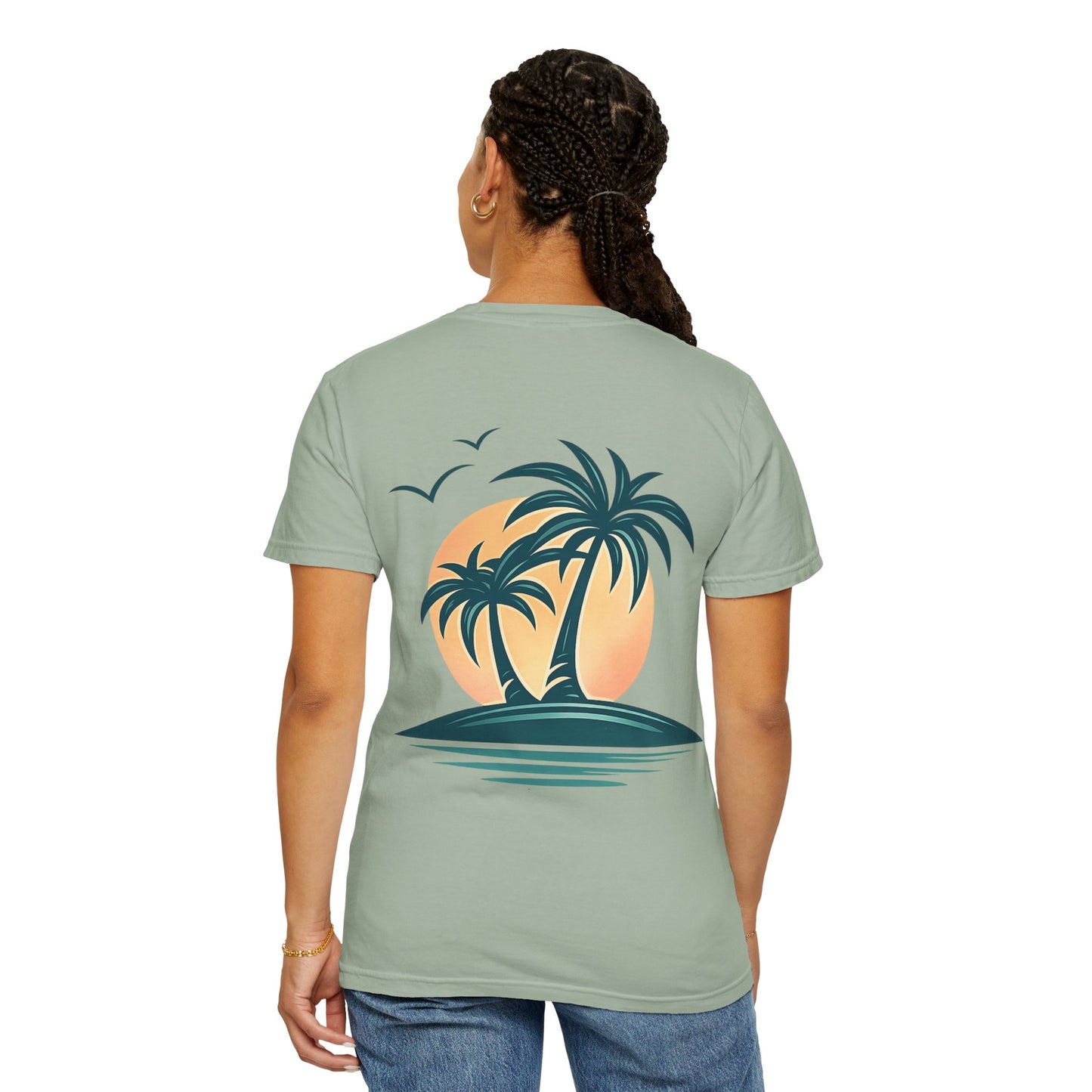 Palm Island Sunset T-Shirt — Tropical Beach Graphic Tee