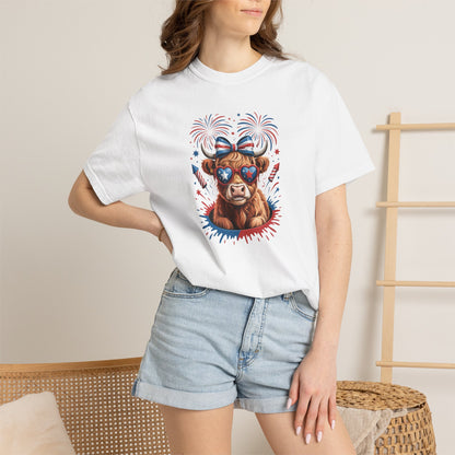Patriotic Cowboy Bear T-Shirt — 4th of July Fireworks Graphic Tee