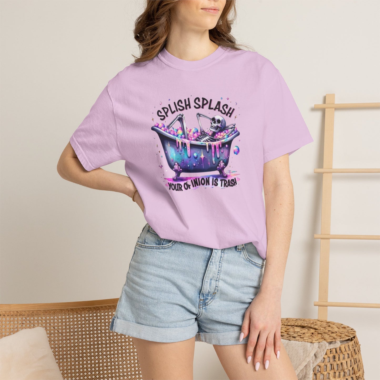 T-Shirt — 'Splish Splash Your Opinion Is Trash' Colorful Bathtub Graphic
