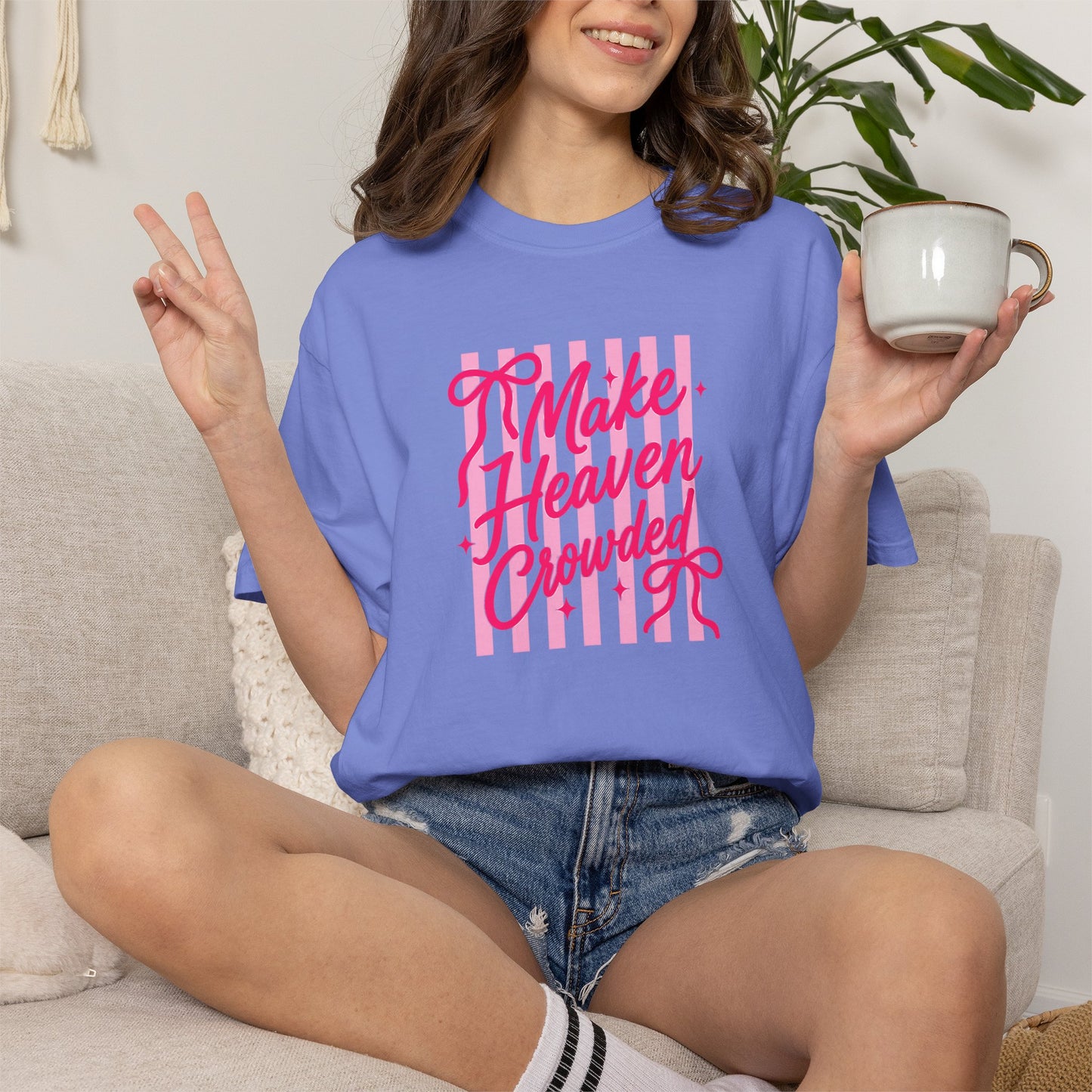 Make Heaven Crowded T-Shirt — Pink Script Graphic Tee