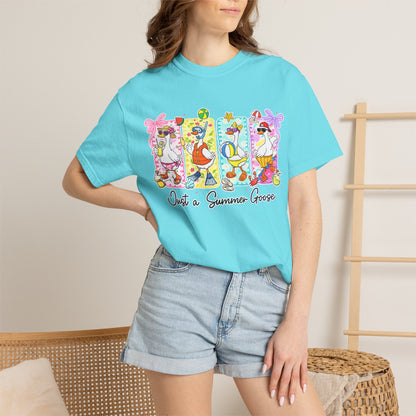 Summer Goose T‑Shirt — "Just a Summer Goose" Cute Beach Cartoon Tee