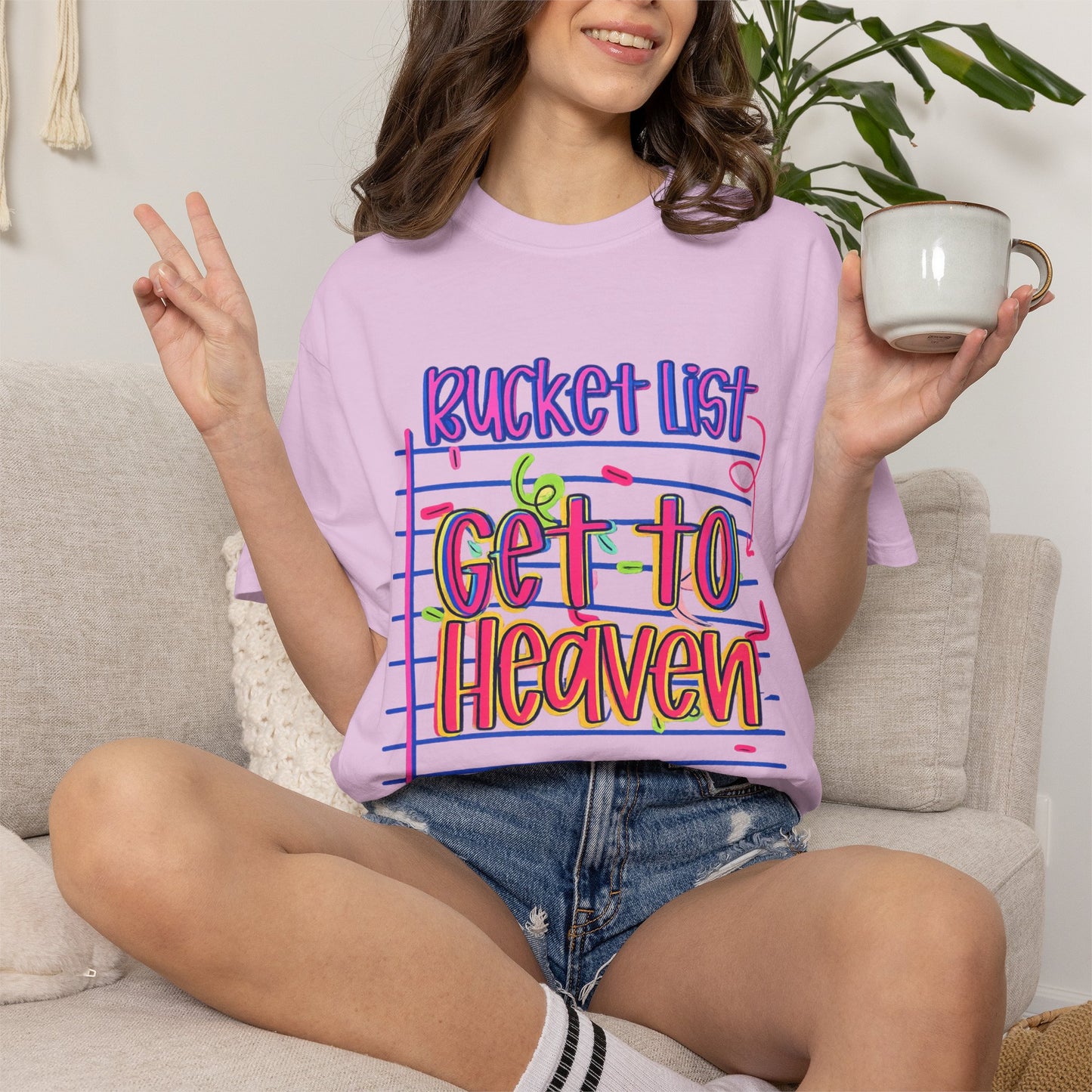 Get to Heaven T-Shirt — "Bucket List" Colorful Notebook Graphic