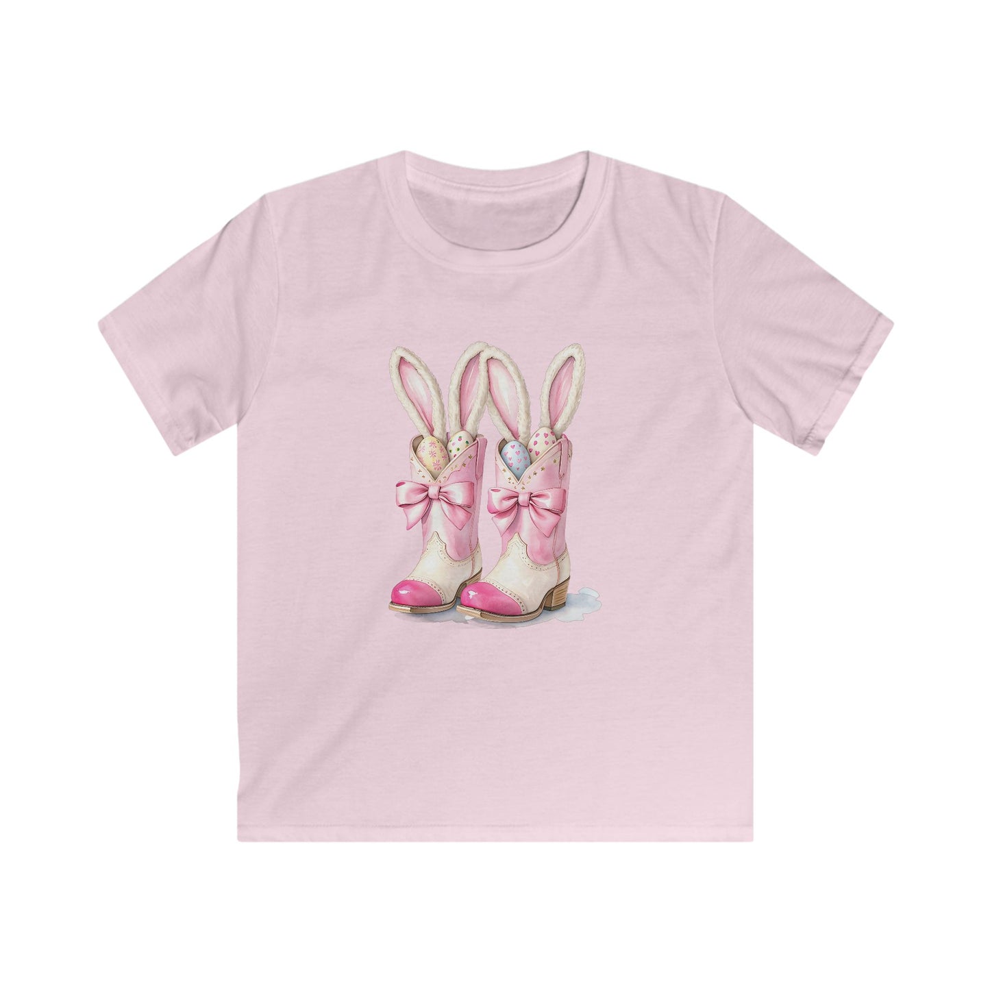 Kids Tee — Cute Pink Bunny Boots Graphic | Easter Spring Gift for Girls